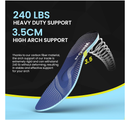 Carbon Fiber High Arch Support Insoles - Welnove Heavy Duty Support Inserts for Plantar Fasciitis,