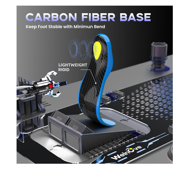 Welnove Carbon Fiber Sport Insoles with Arch Support, Shock Absorbing Performance Insoles for High Impact Sport