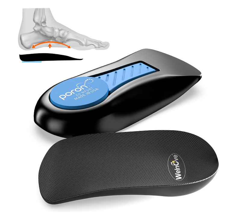 Plantar Fasciitis Heel Support Inserts - Welnove Low Arch Support Heel Cushion Cups for