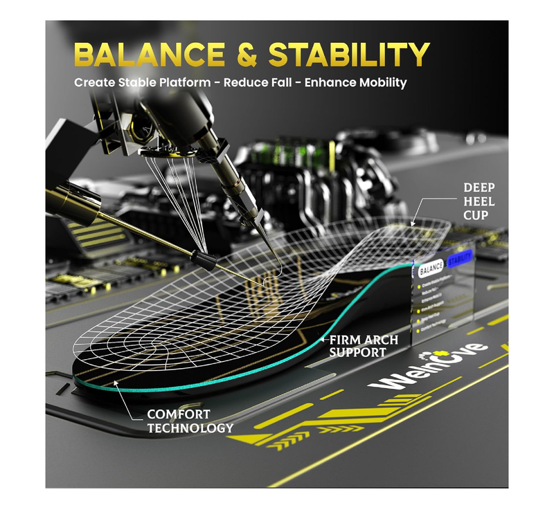 Welnove Carbon Fiber Sports Insoles with Arch Support | Jump Higer & Run Faster Stabilize Better Athletic Insoles