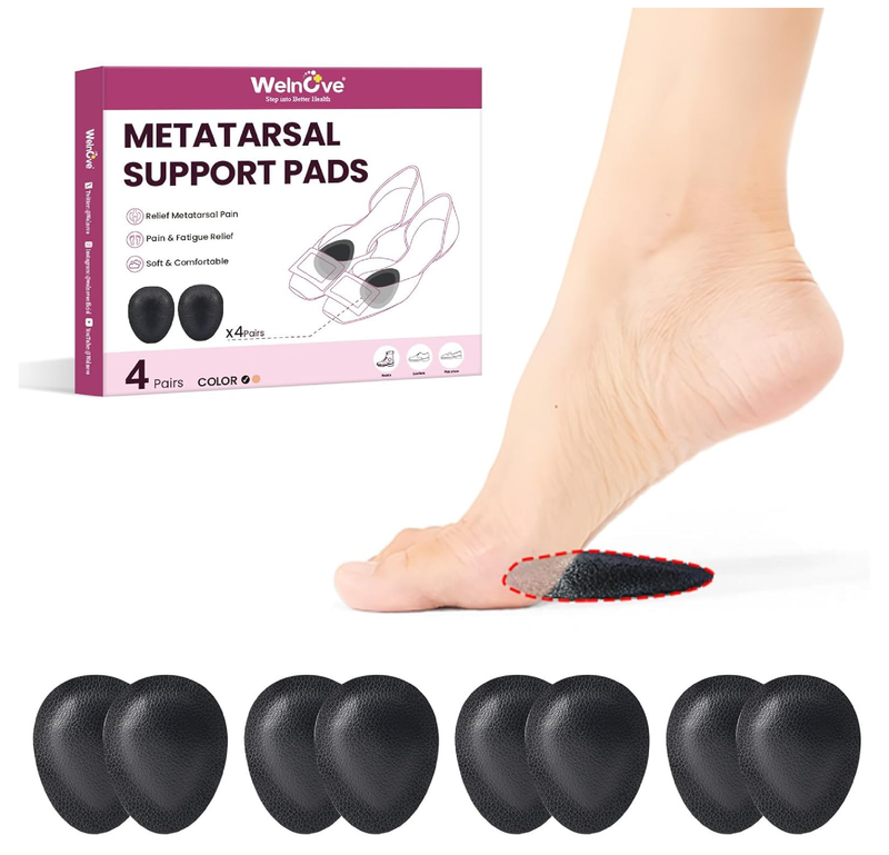 Welnove Metatarsal Pads for Women Men - Drip-Shape - Leather Ball-of-Foot Cushions for Forefoot Support