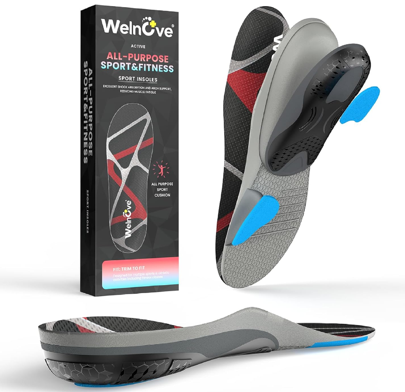 Welnove All Purpose Sports Insoles,Jump Higer & Run Faster & Stabilize Better Athletic Insoles for Running,