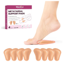 Welnove Metatarsal Pads for Women Men - 4 Pairs Leather Ball-of-Foot Cushions for Forefoot Support
