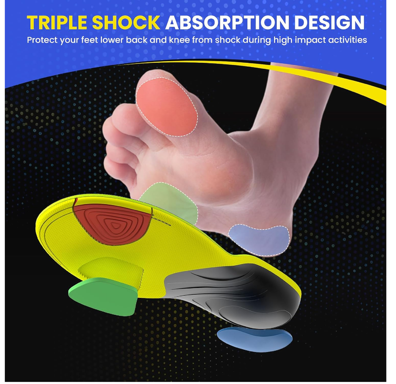 Welnove Running Shock Absorption Insoles for Men & Women - Sport Athletic Shoe Inserts,TPU Arch Support for Stability,
