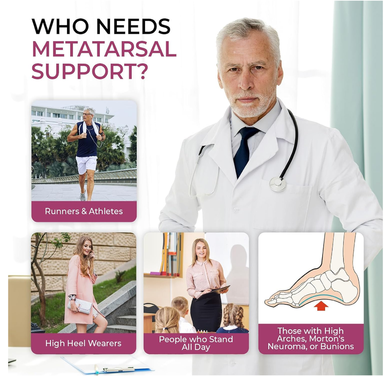 Welnove Metatarsal Pads for Women Men - Drip-Shape - Leather Ball-of-Foot Cushions for Forefoot Support