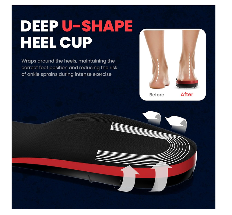 Plantar Fasciitis Insoles for Men Shoe - Welnove 220+ lbs Heavy Duty High Arch Support Insole