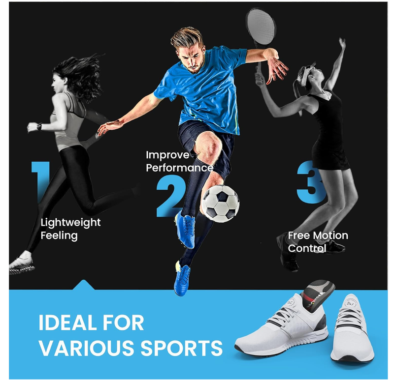 Welnove All Purpose Sports Insoles,Jump Higer & Run Faster & Stabilize Better Athletic Insoles for Running,