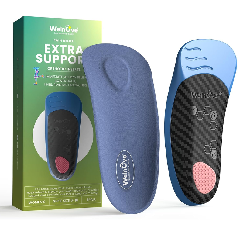 Welnove Plantar Fasciitis Insoles for Men Arch Supports Orthotics Inserts Relieve Flat Feet,