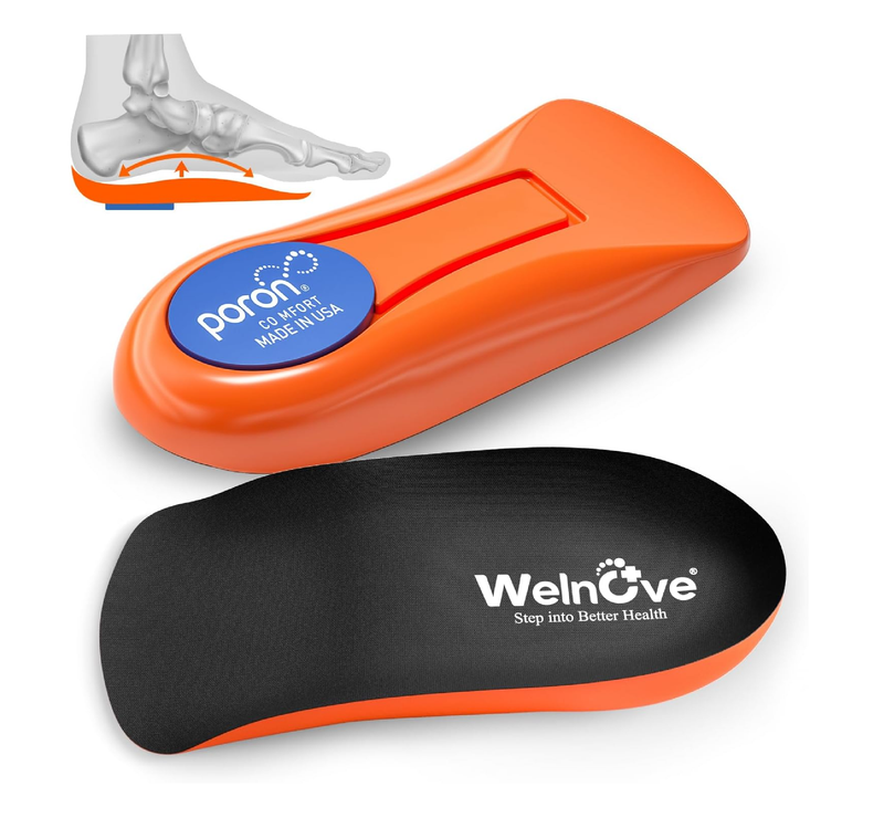 Plantar Fasciitis Heel Support Inserts - Welnove Low Arch Support Heel Cushion Cups for