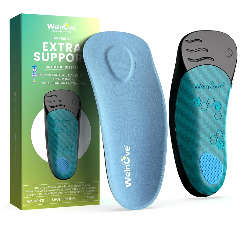 Welnove Plantar Fasciitis Insoles for Women - Arch Support Inserts Shock Absorbing Shoe Inserts