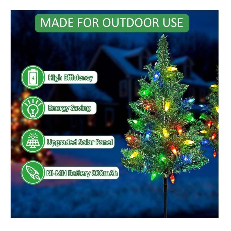 Windpnn Upgraded 4-Pack Solar Christmas Garden Stake Lights