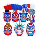 Winlyn 24 Sets Patriotic Craft Kits 4th of July Crafts DIY Owl Ornaments Decorations Art Sets Foam Owl with Red White Blue USA Flag Patriotic Star Stickers for Kids Party Favors Classroom Activities