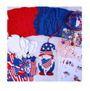 Winlyn 24 Sets Patriotic Craft Kits 4th of July Crafts Patriotic Gnome Ornaments Decorations Art Sets Felt Gnome Red White Blue USA Star Patriotic Stickers