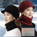 Womens Winter Beanie Hat Scarf | Fleece Lining Warm Knitted Slouchy Beanie