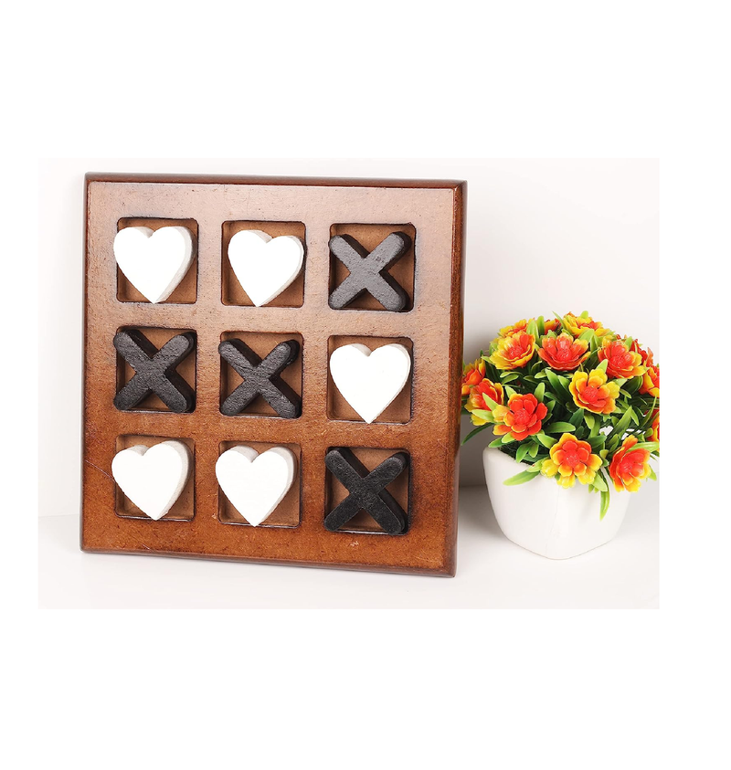 Glintoper Tic Tac Toe & 4 in a Row Tables Game Set, Classic Board Line Up 4  Game for Living Room Rustic Table Decor and Use as Game Top Wood Guest