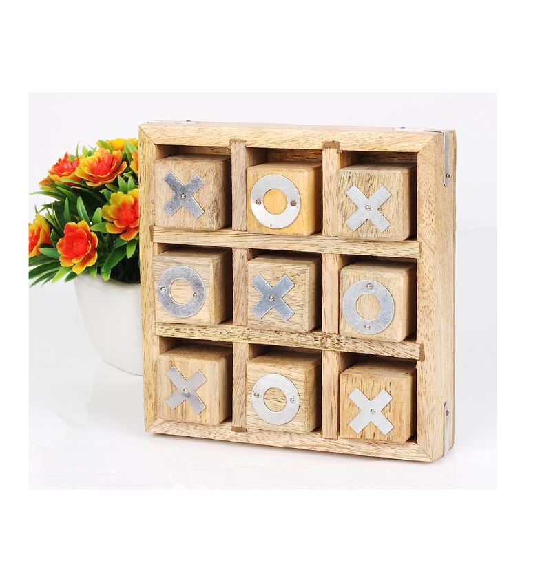 Wooden Classic Tic Tac Toe Game for Friends and Family Board Games 3D Travel of Living Room Decor and Coffee Top Table Games Decor Family