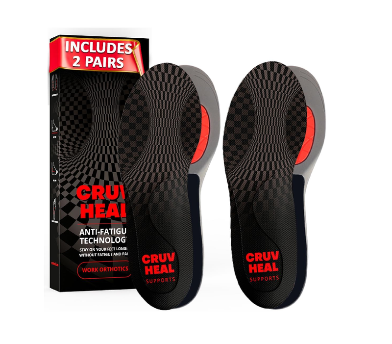 2 Packs of Work Orthotic Insoles - Anti Fatigue Medium Arch Support Shoe Insert Men Women - for Plantar Fasciitis Flat Feet Leg