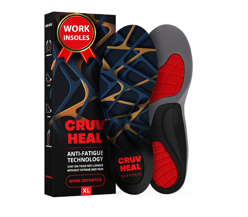 Work Orthotic Insoles - Anti Fatigue Medium Arch Support Shoe Insert Men Women - for Plantar Fasciitis Flat Feet Leg - Relieve Foot Pain