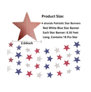 4th of July Decorations Star Streamers Banners 6.56Ft 18 Red white and Blue Stars Banner Patriotic Strar Banner for Independence Day Memorial Day Veterans Day Party Decoration 4 Pack
