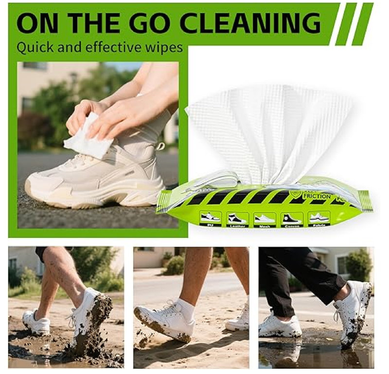 X-SMILE Shoe Cleaner Wipes Sneaker Quick Wipes Disposable Travel Portable Removes Dirt, Stains