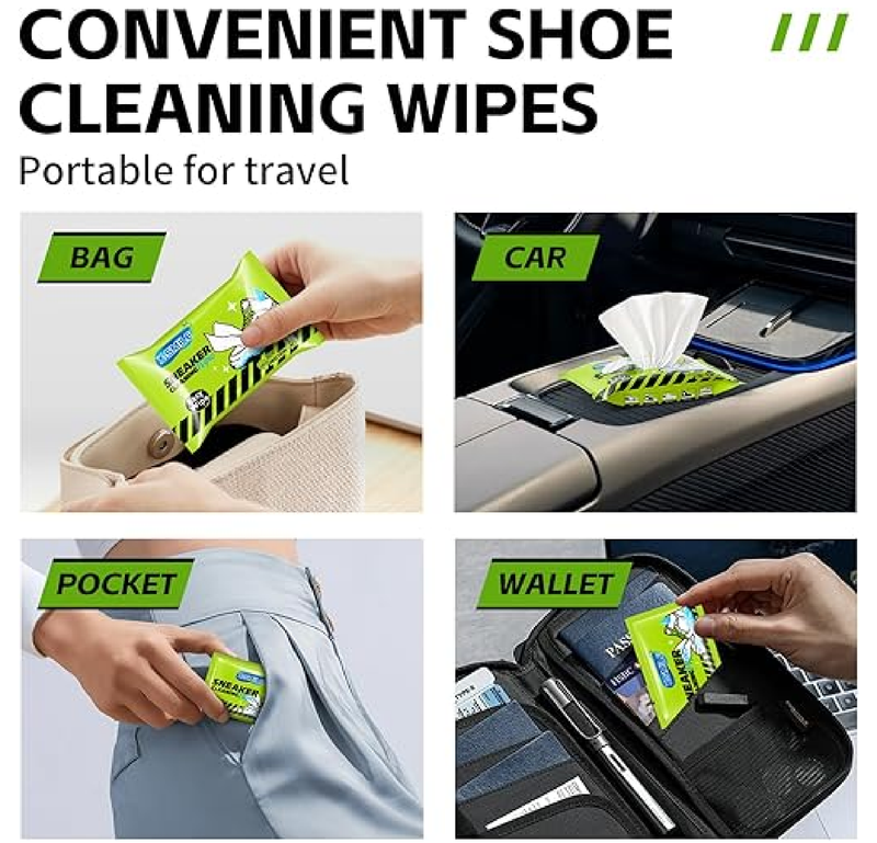 X-SMILE Shoe Cleaner Wipes Sneaker Quick Wipes Disposable Travel Portable Removes Dirt, Stains