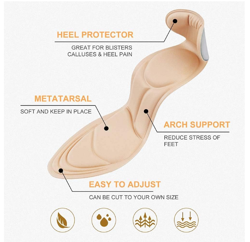 2020 New Shoe Insoles, Sponge Shoes Pads with High Heel Inserts for Loose Shoes, Metatarsal/Arch Pain, Foot Pain,