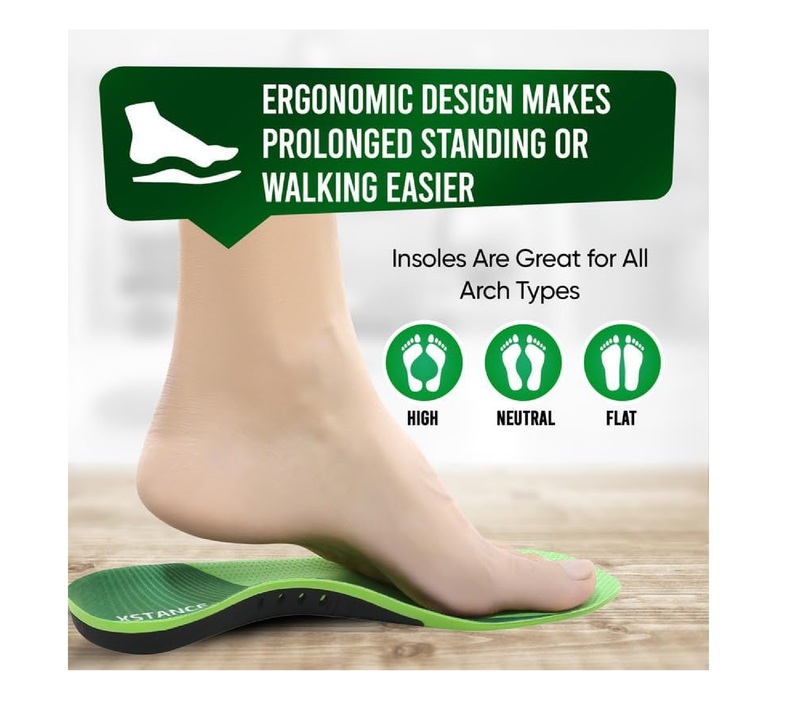 Insoles for Shoes and Work Boots | Plantar Fasciitis Relief and Arch Support | Orthotic Inserts for Men and Women