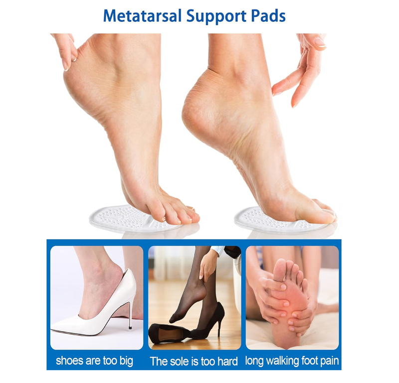 Metatarsal Pads for Women - Clear Gel Ball of Foot Cushions for High Heels | All-Day Pain Relief & Non-Slip Comfort