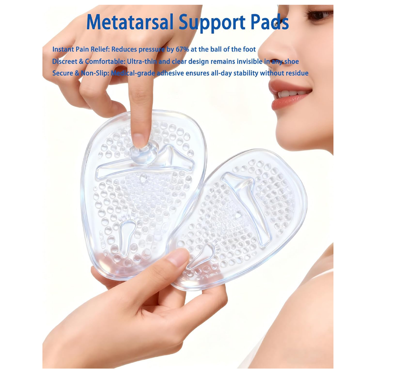 Metatarsal Pads for Women - Clear Gel Ball of Foot Cushions for High Heels | All-Day Pain Relief & Non-Slip Comfort