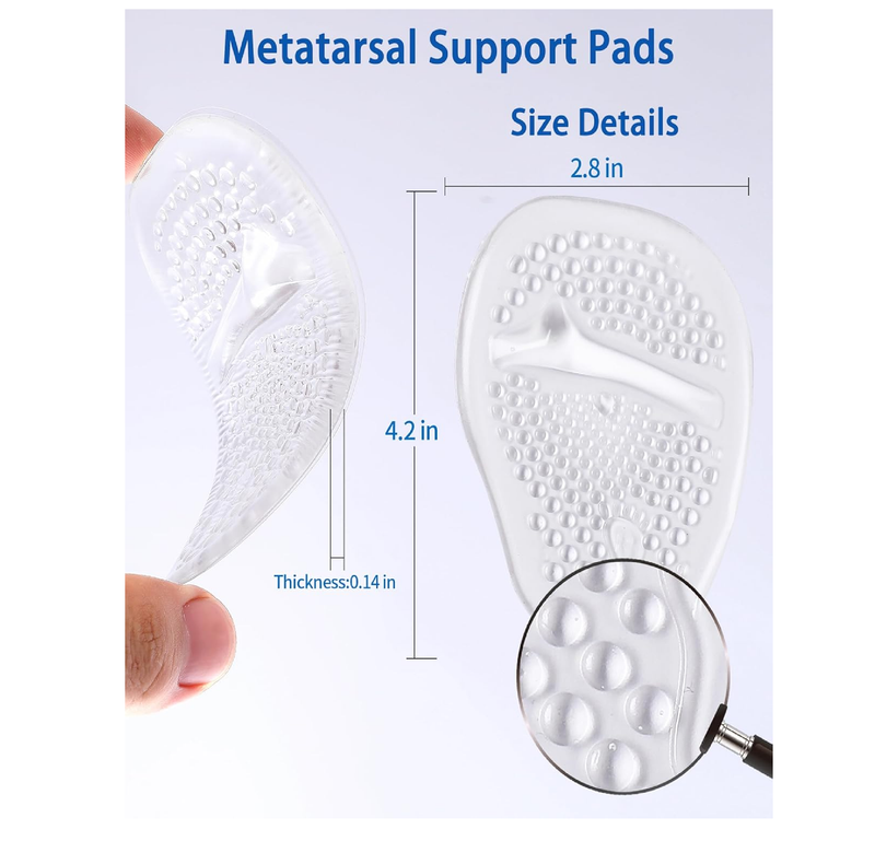Metatarsal Pads for Women - Clear Gel Ball of Foot Cushions for High Heels | All-Day Pain Relief & Non-Slip Comfort