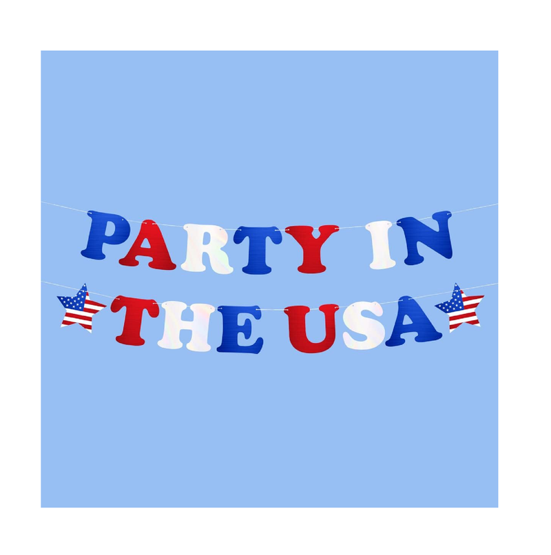 xo Fetti Party In The USA Fourth of July Foil Banner  Red White + Blue Foil 5 Ft. USA Party Favors American Flag Party Supplies 4th of July Decorations Stars and Stripes Decor