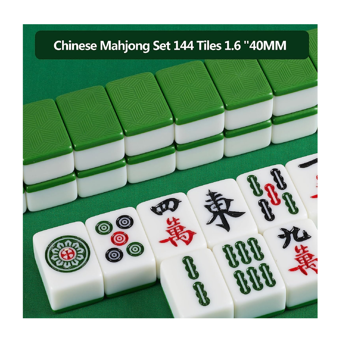 YINIUREN Chinese Mahjong Game Set 1.6 Large 144 Numbered Melamine Tile