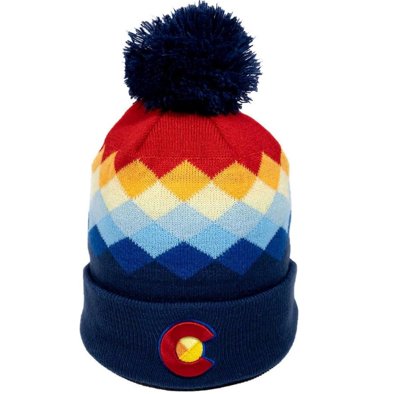 YoColorado Argyle Colorado Pom Pom Beanie | Mountain Winter Hats