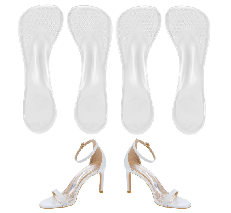 2 Pairs Weight Shifting Insoles for High Heels 3/4 Women's 6-7.5 Transparent Gel High Heel Inserts Comfort Pads for Women Adhesive Inserts