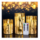 Yongmao Christmas Glass Flameless Candles, Gold Elk Tree Snowflake Battery Operated Candles with Remote Set of 3 Real Wax Pillar Candles for Home Decoration(D 3” X H 4” 5” 6”)