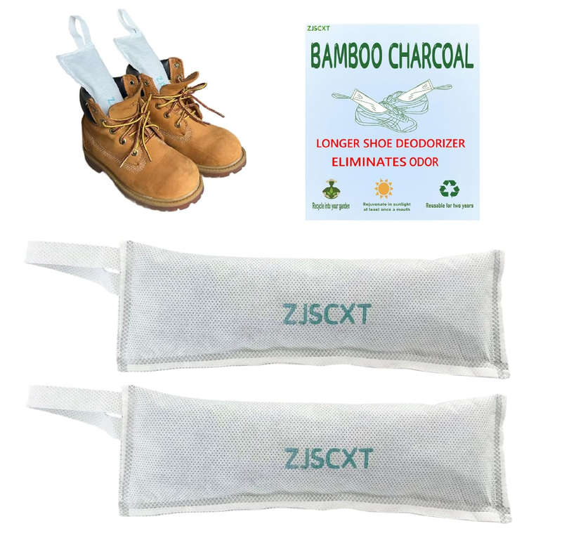 Shoe Odor Deodorizer Inserts - Longer Charcoal Eliminator Smell Inserts for Work Boot, Sneakers,