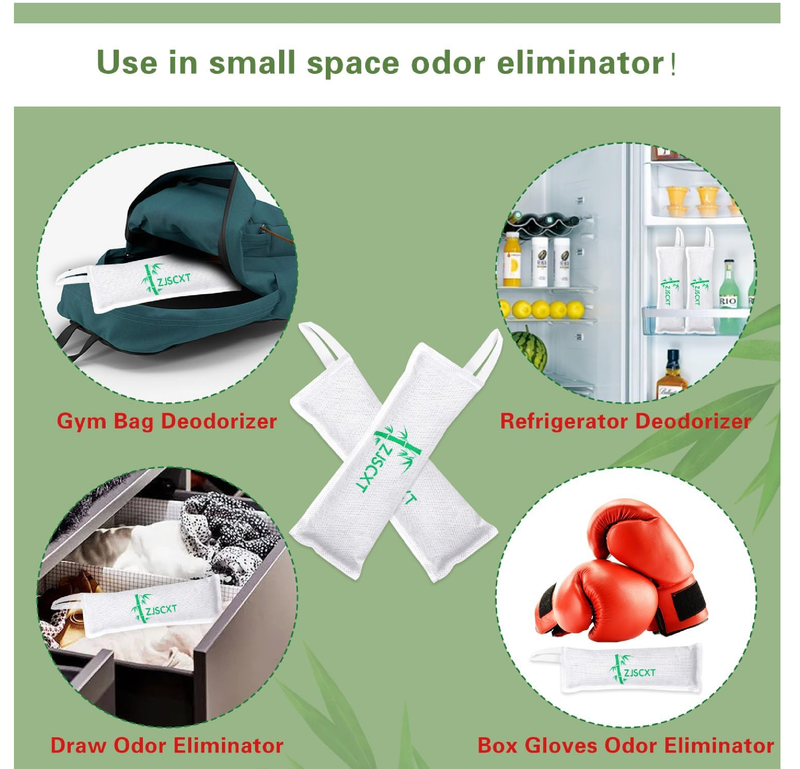 Shoe Odor Deodorizer Inserts - Longer Charcoal Eliminator Smell Inserts for Work Boot, Sneakers,