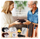 17Pcs Leather Shoe Polish Set Travel Boots Shine Care Kit Horsehair Brushes for Men Him Husband Dad (Style A)