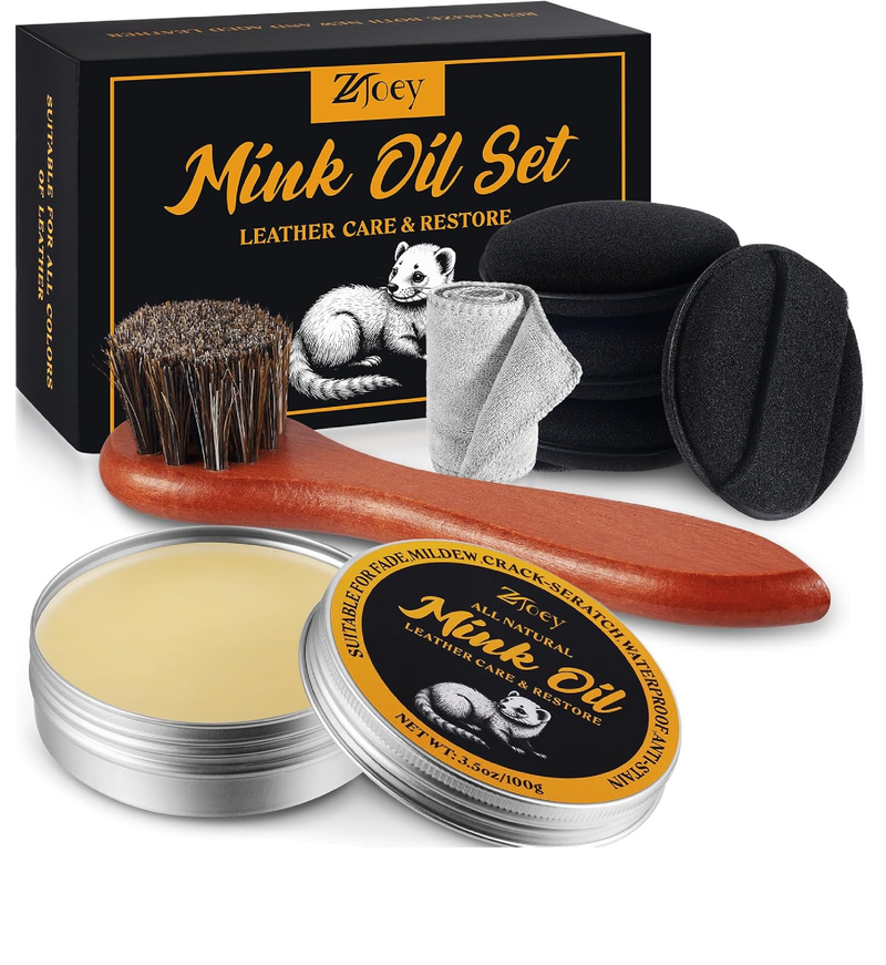 8 Pcs Mink Oil for Leather Shoes Boots 3.5 oz Leather Conditioner and Cleaner with Travel Bag Soften for Boots and Shoes Care