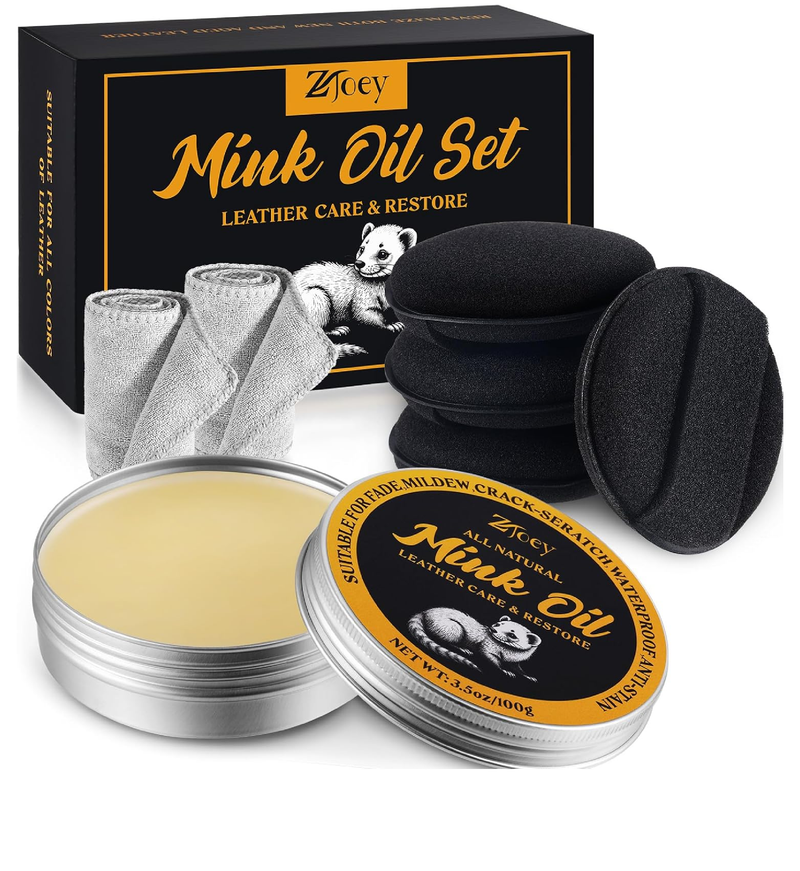 8 Pcs Mink Oil for Leather Shoes Boots 3.5 oz Leather Conditioner and Cleaner with Travel Bag Soften for Boots and Shoes Care
