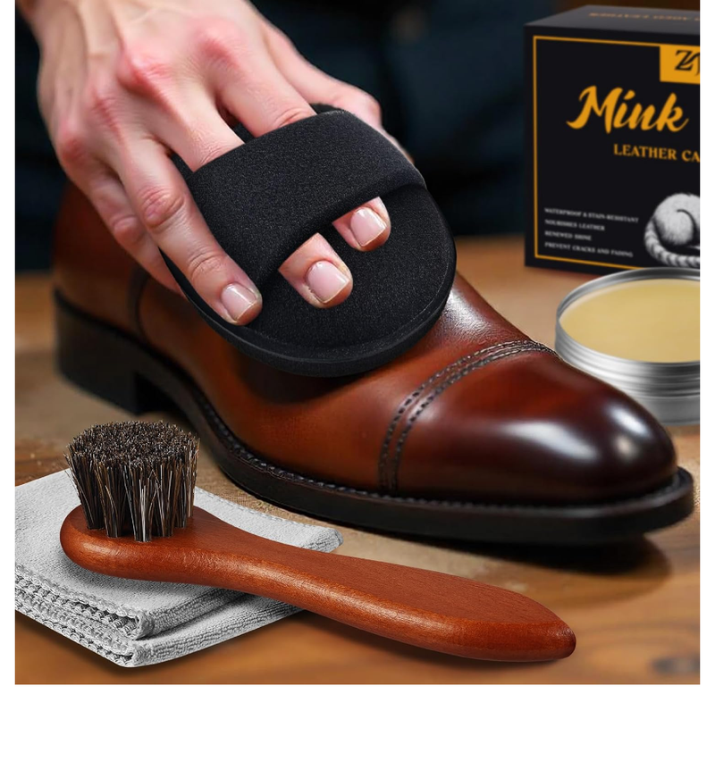 8 Pcs Mink Oil for Leather Shoes Boots 3.5 oz Leather Conditioner and Cleaner with Travel Bag Soften for Boots and Shoes Care