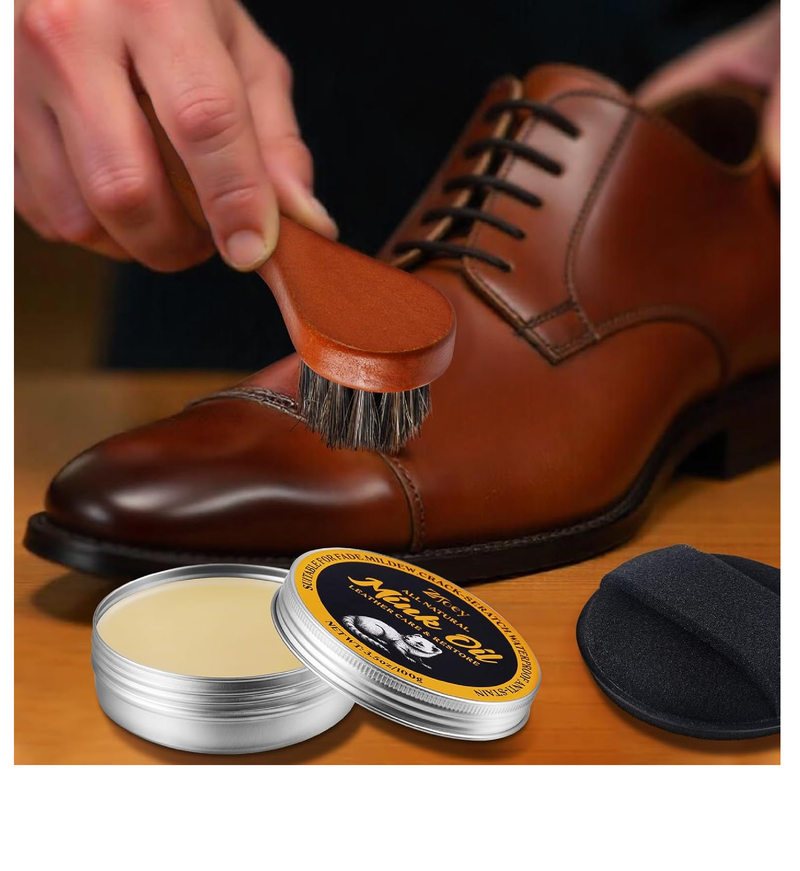 8 Pcs Mink Oil for Leather Shoes Boots 3.5 oz Leather Conditioner and Cleaner with Travel Bag Soften for Boots and Shoes Care