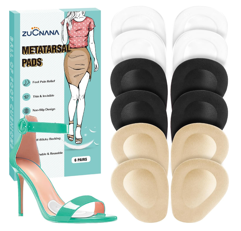 Metatarsal Pads for Women (12 Pieces), Ball of Foot Cushions for Women High Heels,
