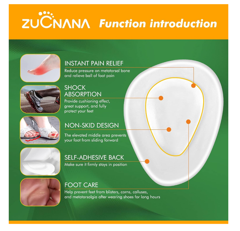 Metatarsal Pads for Women (12 Pieces), Ball of Foot Cushions for Women High Heels,