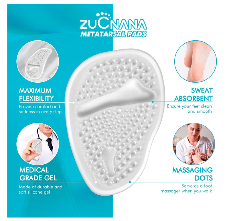 Ball of Foot Cushions (2 Pairs Gel Shoe Inserts), Heel Inserts for Women, Non Slip Heel Pads,