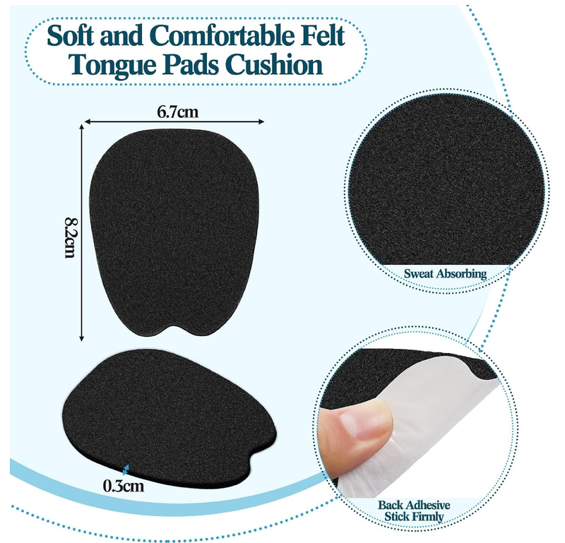 Zhanmai 9 Pairs Large Felt Shoe Tongue Pads Adhesive Tongue Pads for Shoes Non Slip Cushion Inserts