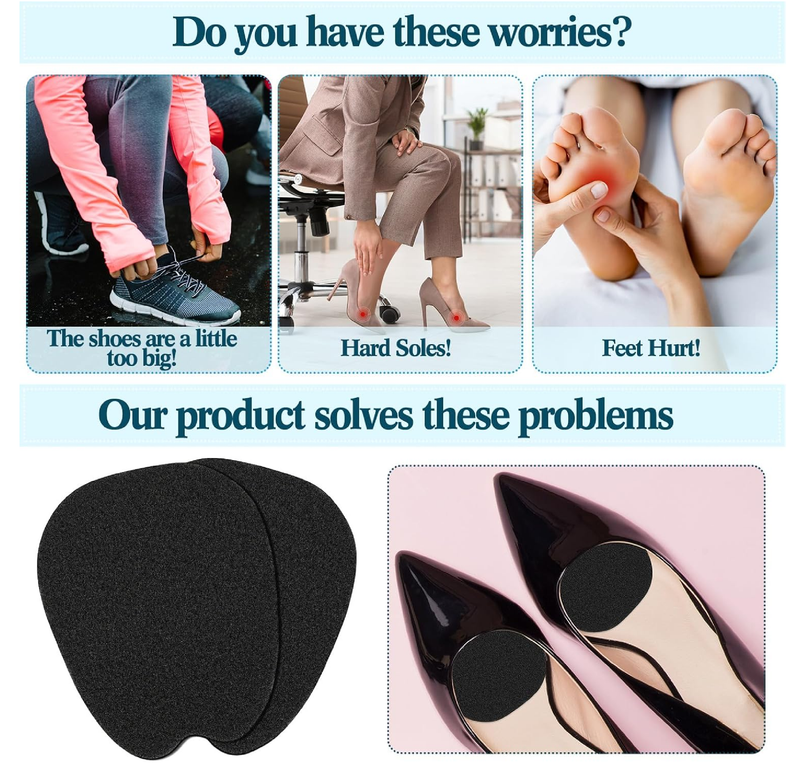 Zhanmai 9 Pairs Large Felt Shoe Tongue Pads Adhesive Tongue Pads for Shoes Non Slip Cushion Inserts