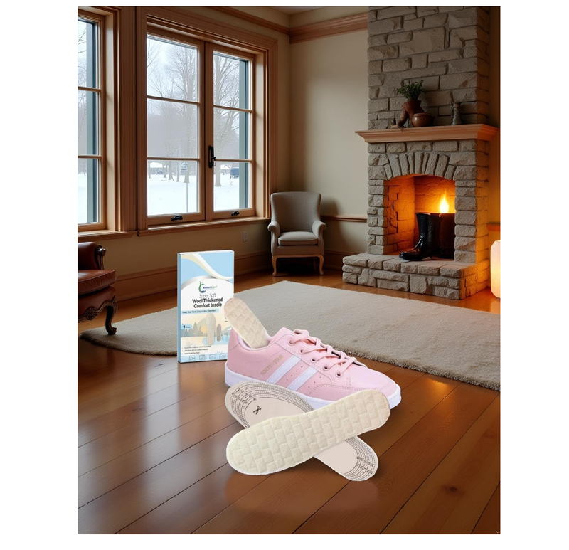 Biotechcare 100% Pure Wool Insoles for Women – Warm Shoe Inserts for Winter, Cut to Size,