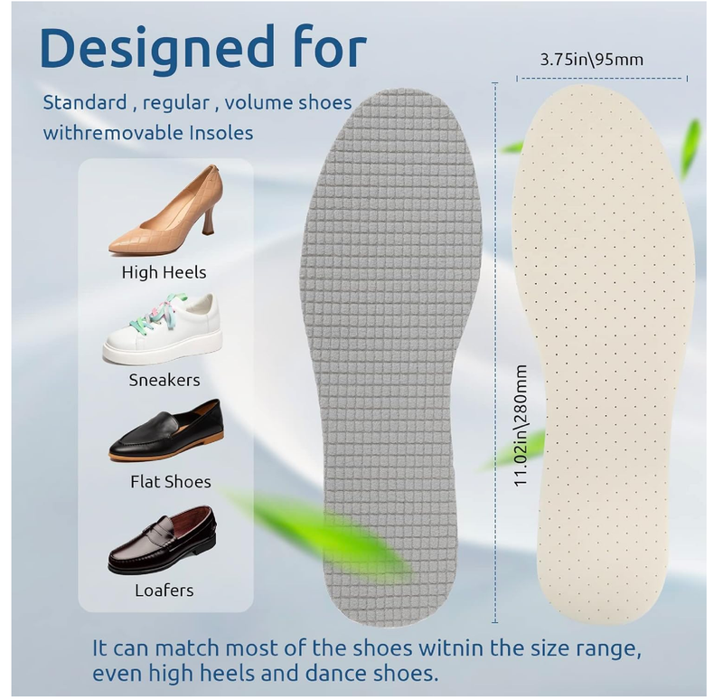 6 Pairs Barefoot Shoe Insoles,Breathable Shoes Inserts,Latex Foam Insoles,Washable and Cuttable,Replacement Insoles