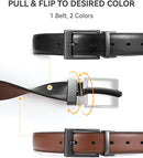 CHAOREN Reversible Belt Men | Black/Dark Brown | 1.25" Dress Belt — 2